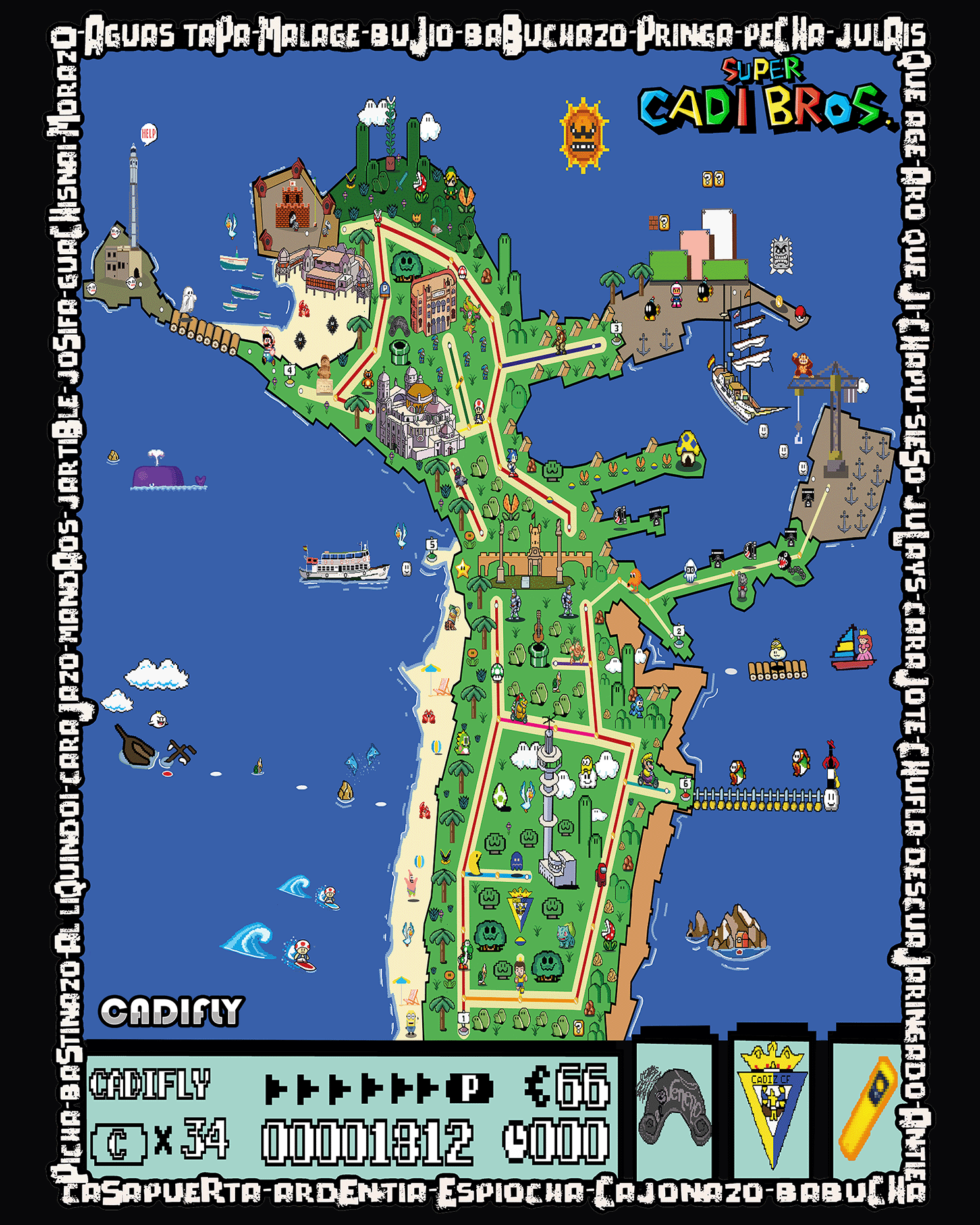 Mundo de Cádiz al estilo Mario Bros creado por cadifly
