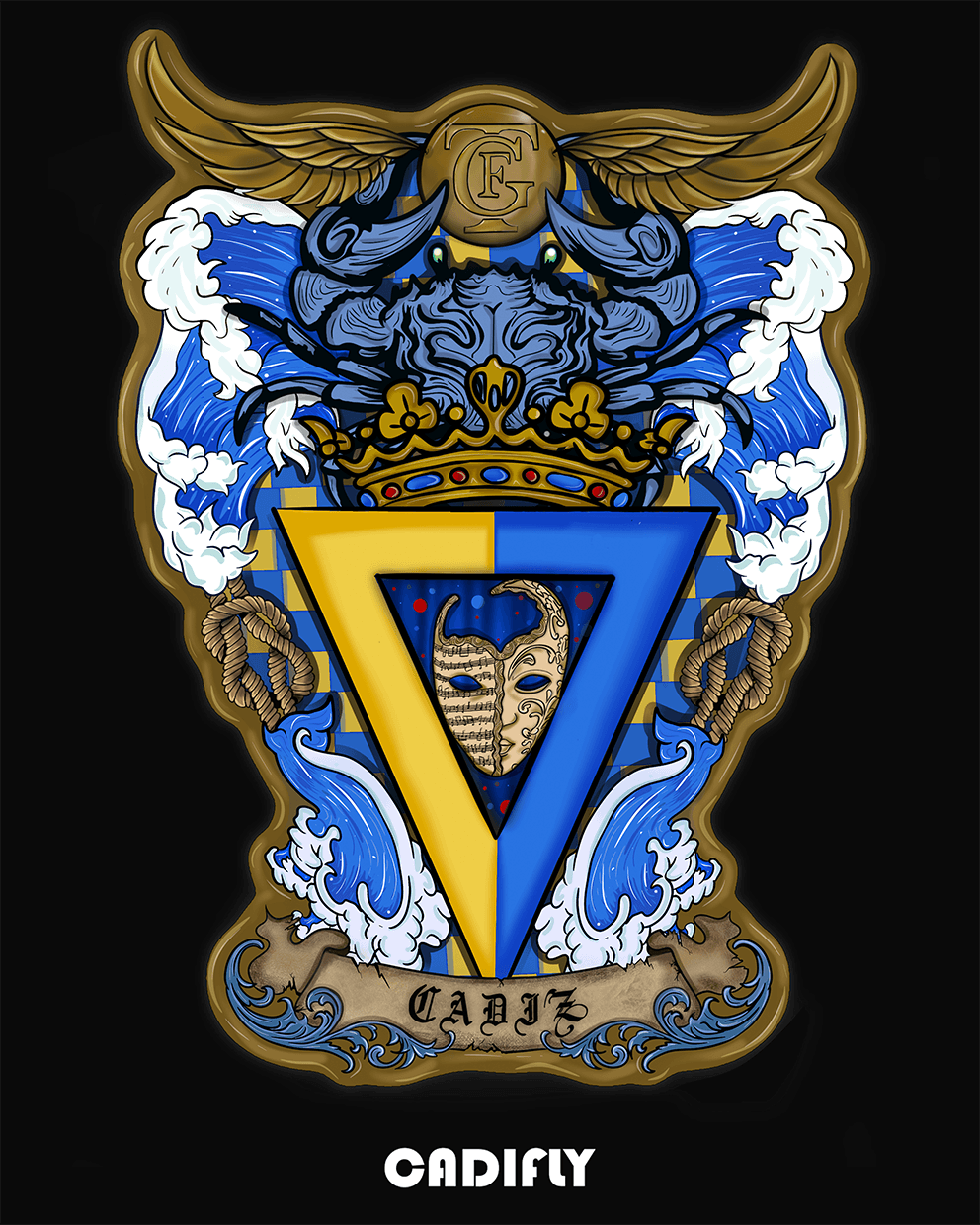 Diseño escudo del Cadiz C.F al estilo harry potter 