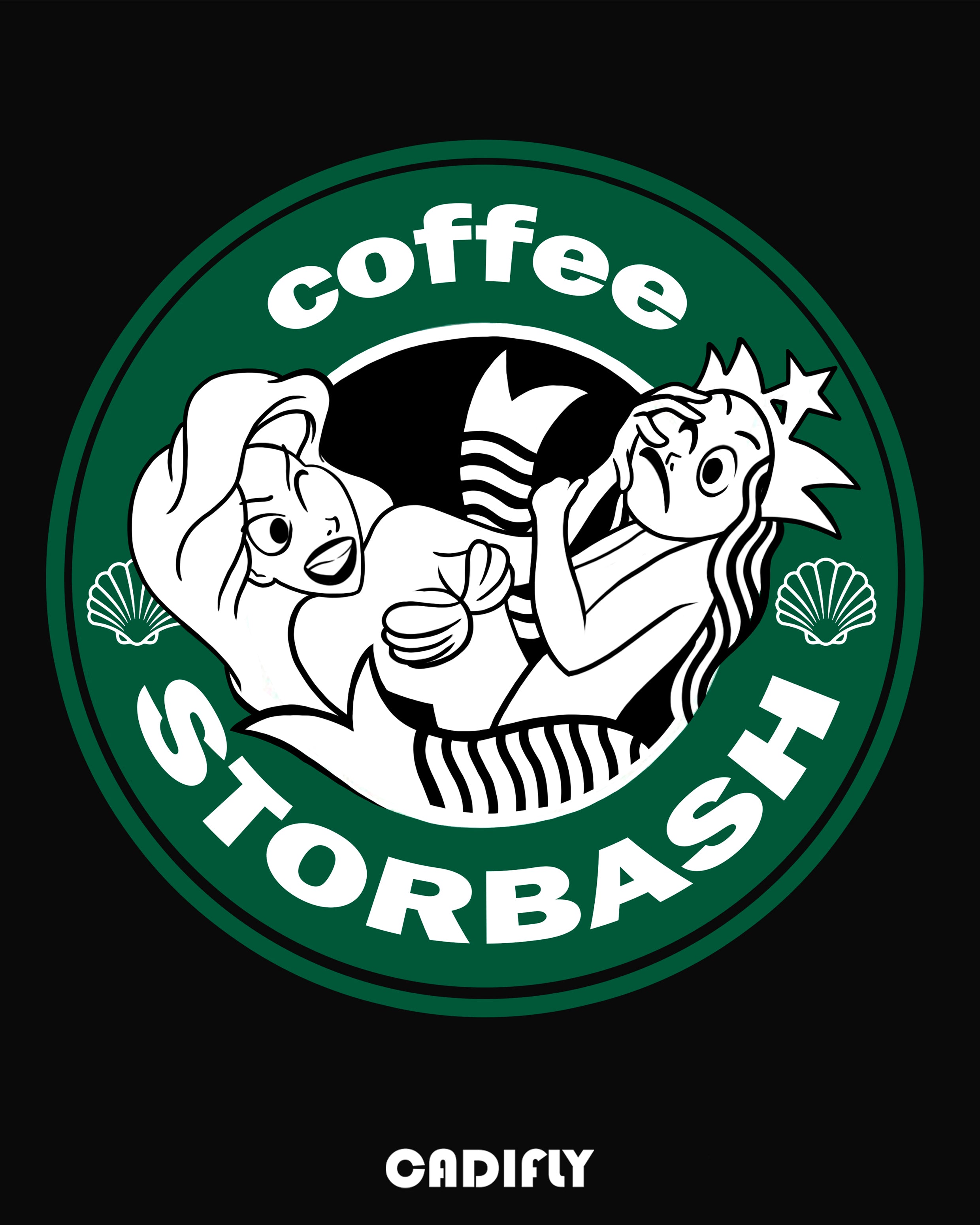 Diseño de logo de starbucks con la Sirenita