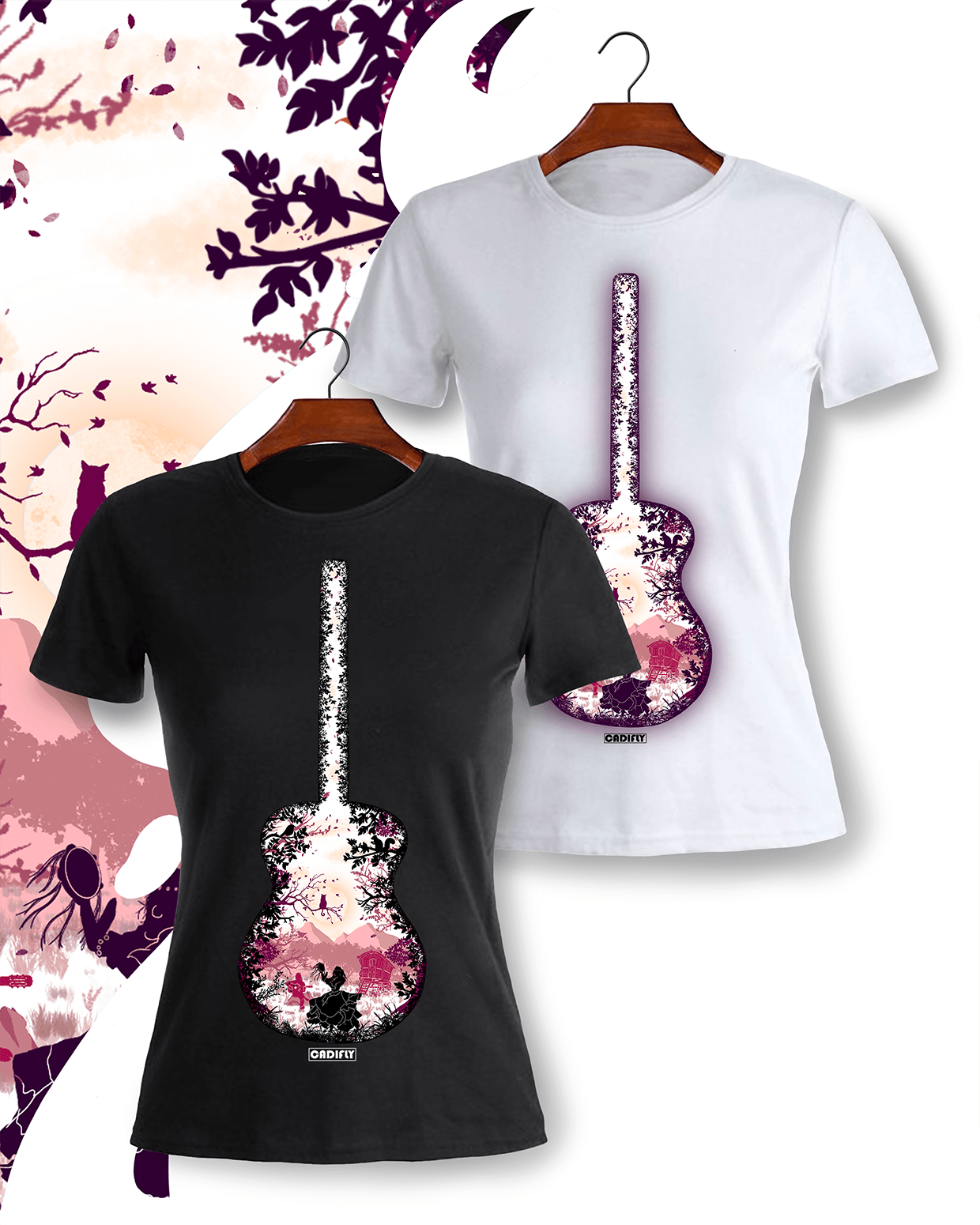 Camiseta Flamenco para mujer con la silueta de una guitarra