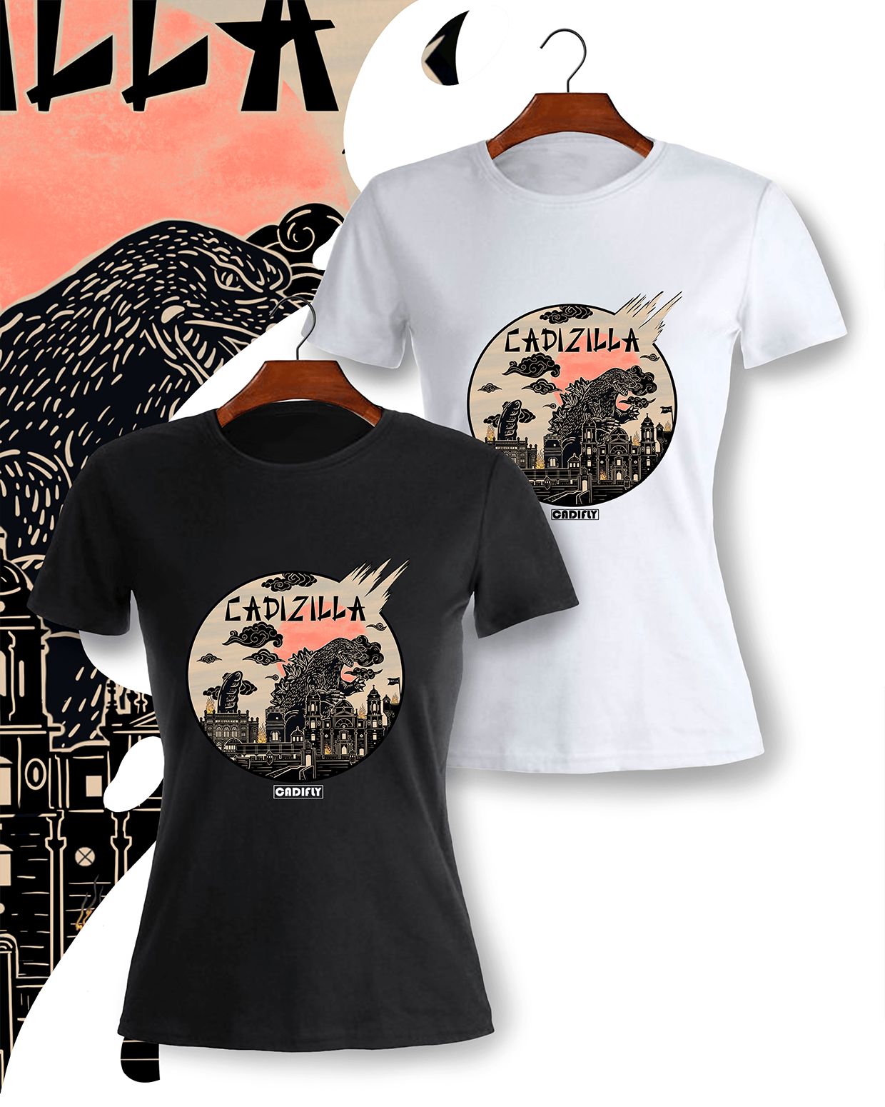 Camiseta mujer de godzilla en Cadiz estilo  japones