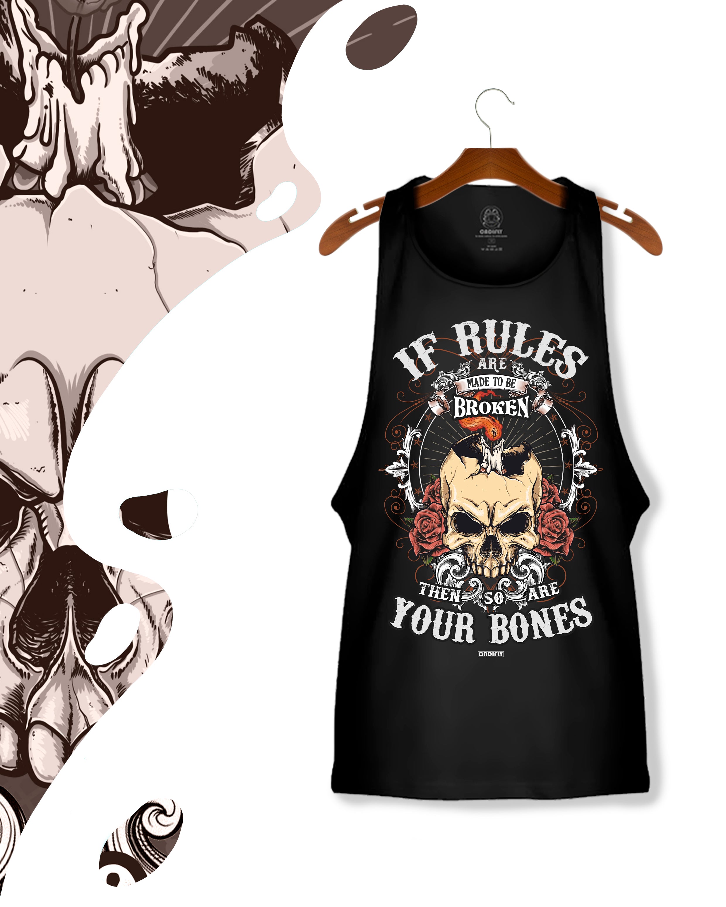 Camiseta Tirantes Rockera con un diseño de calavera