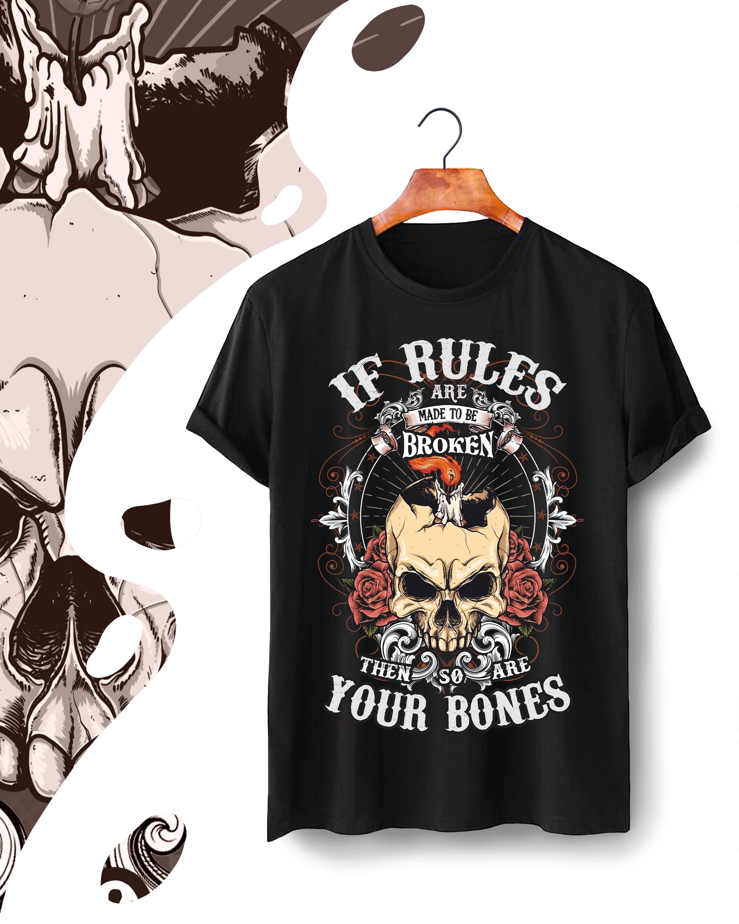 Camiseta rockera con diseño de una calavera