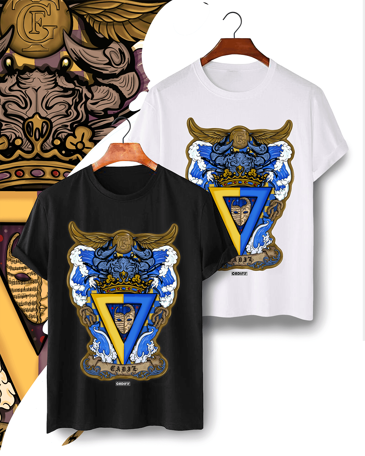 Camiseta escudo del Cadiz al estilo harry potter