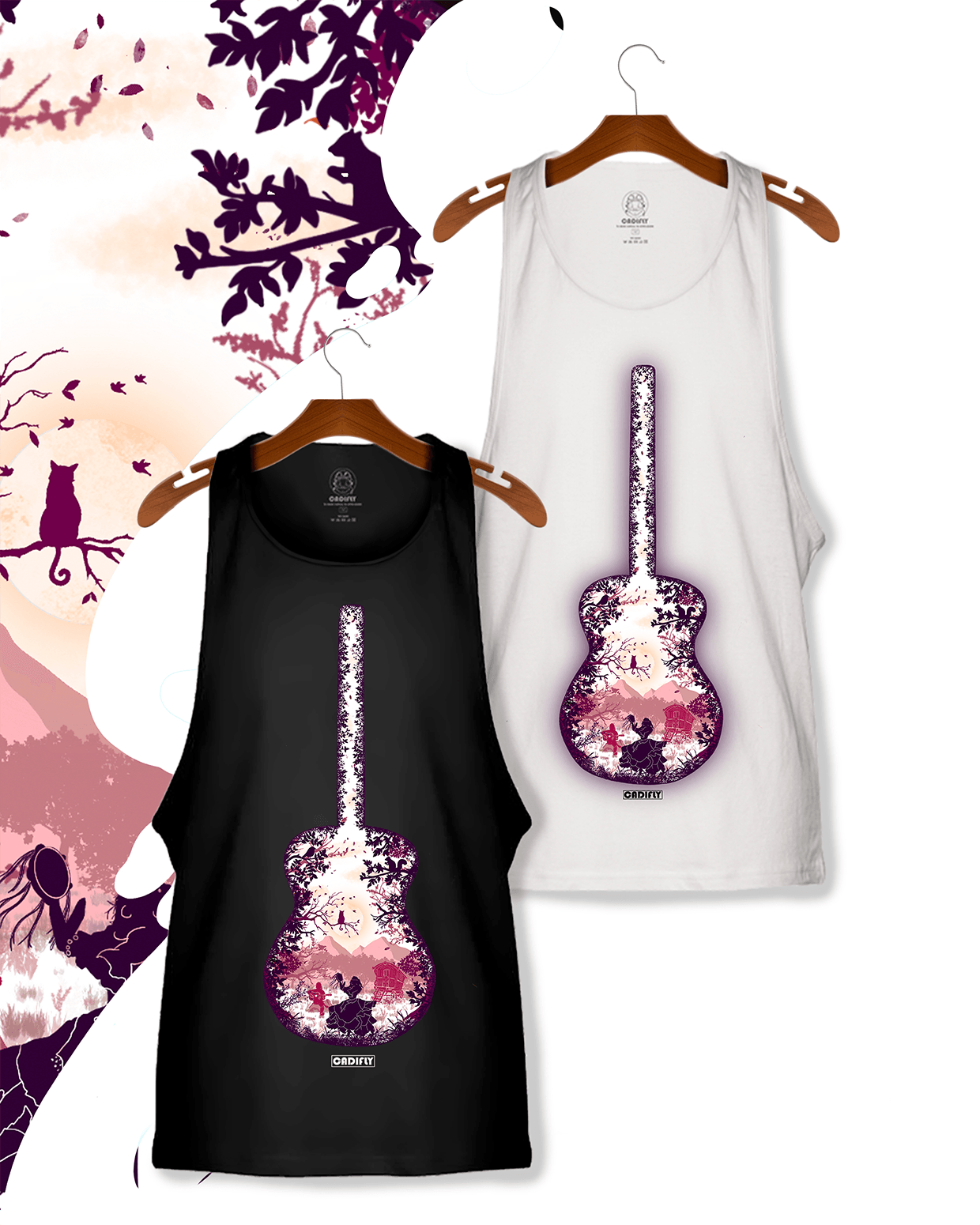 Camiseta de Tirantes Flamencas con la silueta de una guitarra 