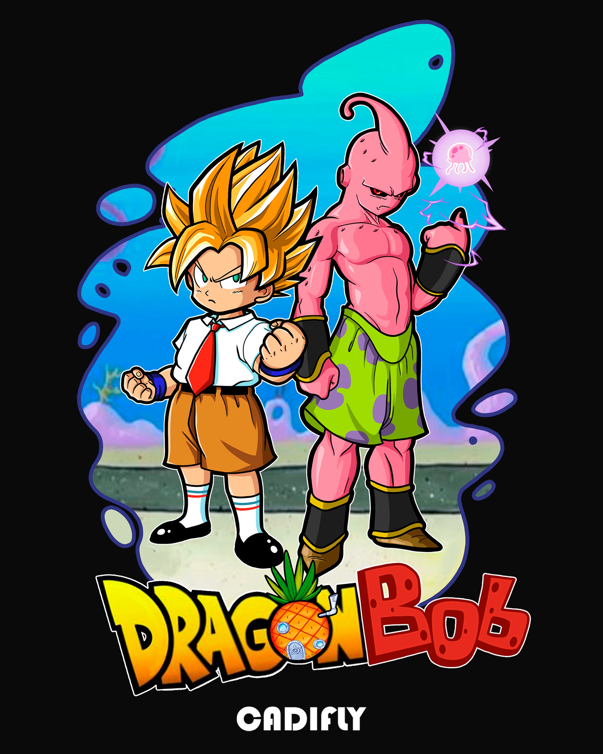 Diseño de Dragon ball fusionado con bob esponja al estilo Friki