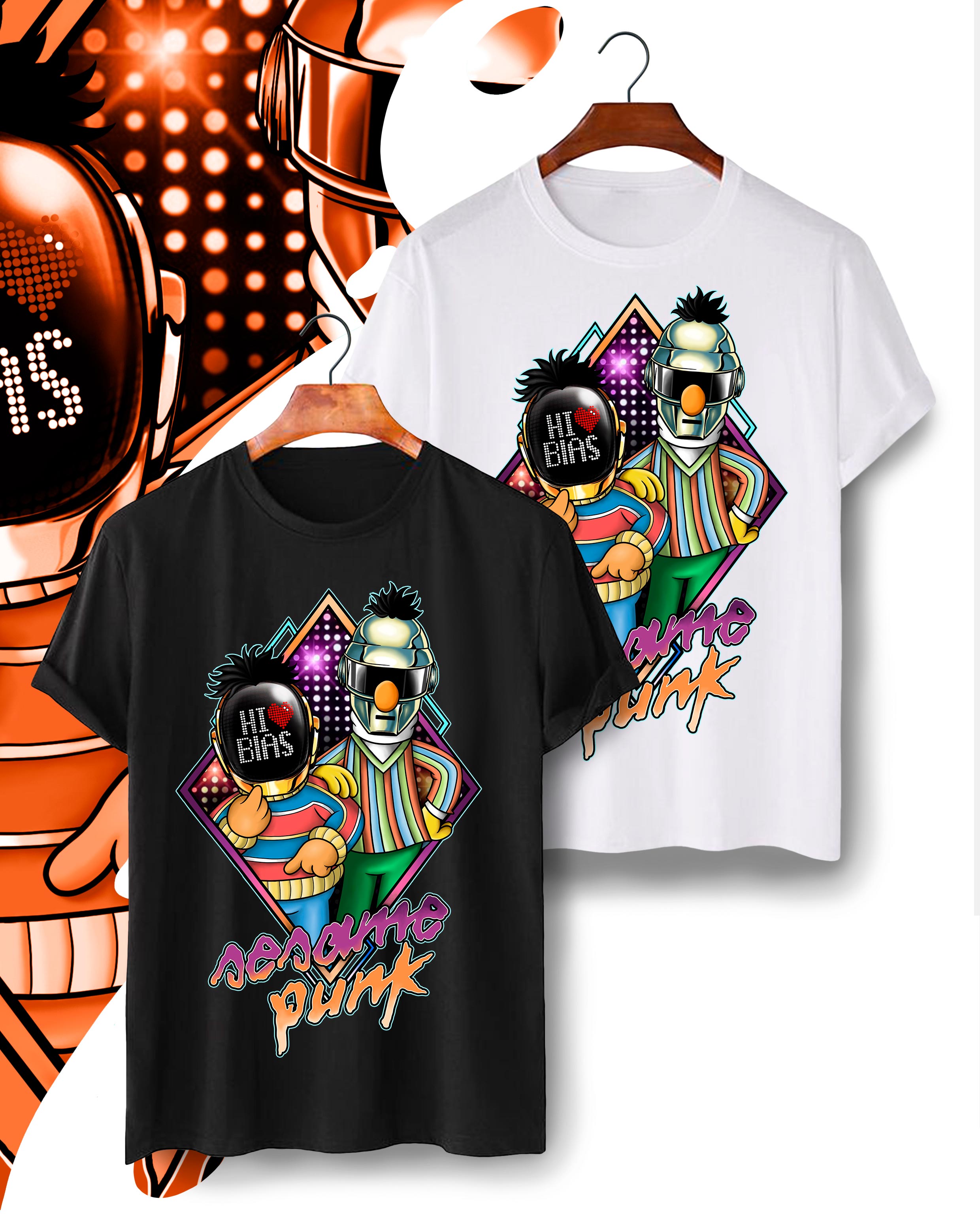 Camiseta Daft Punk y barrio sesamo